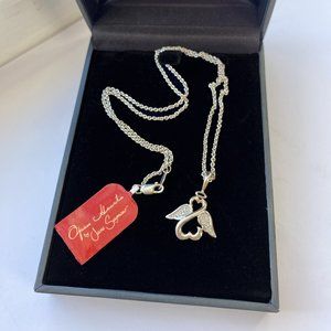 Jane Seymour Open Hearts Diamond Angel Necklace Silver